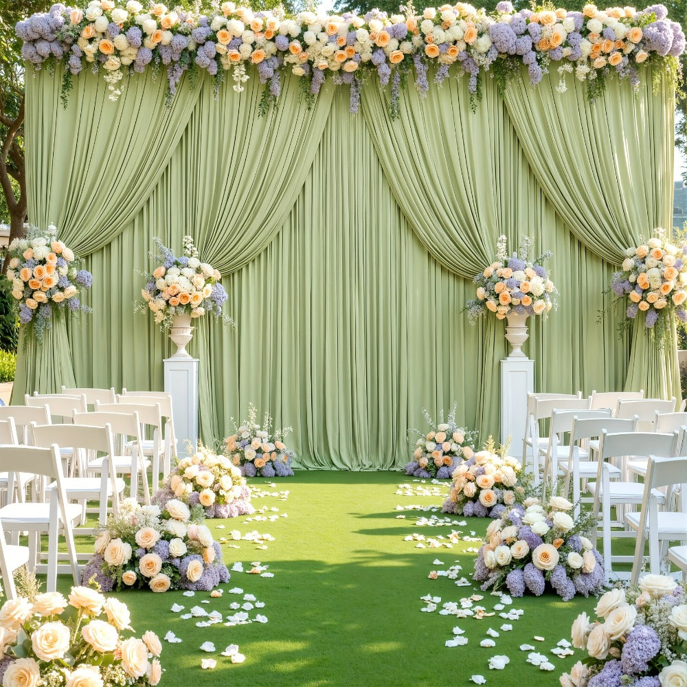 Party Backdrop Curtains 2pcs 59x118 Inch with Poles Wrinkle-Resistant Non-Transparent Fabric Background for Wedding Birthday Bridal Shower Holiday Decoration
