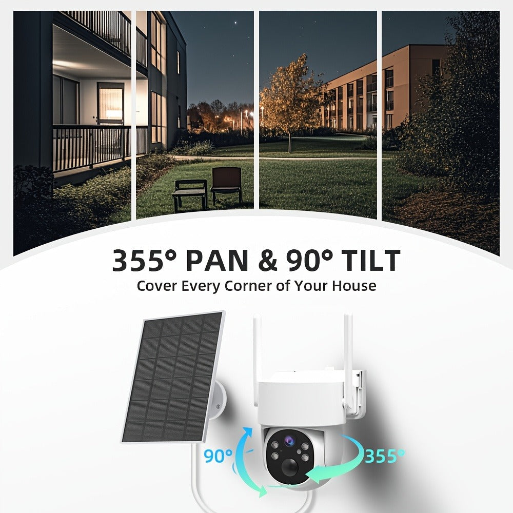 AI Auto Tracking Solar Security Camera Outdoor 360° Dome – AI Human Detection, Full Color Night Vision, Smart Siren & Spotlight, Two-Way Audio, 6000mAh Battery Wireless WiFi Camera