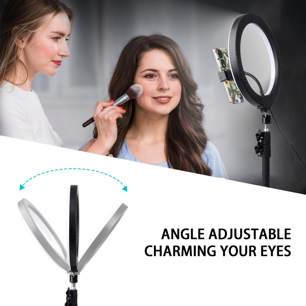 RGB LED Ring Light 43-Inch Adjustable Stand with Phone Holder USB Powered Multicolor Circle Fill Light for Photography Video Recording Streaming Makeup Selfie Outdoor Studio Lighting