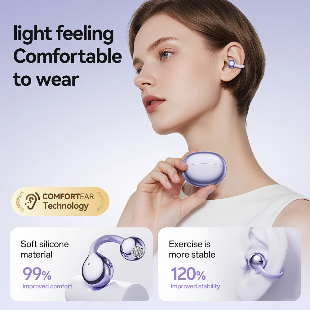 Butterfly Earring Wireless Earphones Open-Ear AI Translation HD Calls Touch Control Charging Case Non-In-Ear Jewelry Design Gaming Couple Headphones for iPhone Android Christmas Birthday Gift