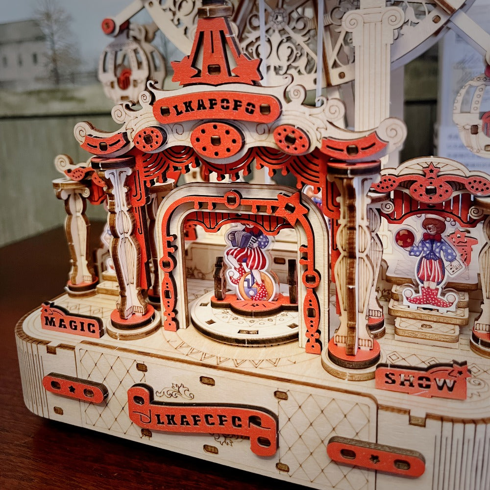 Ferris Wheel Wooden Music Box Kit, FW-1 DIY Mechanical Display Model