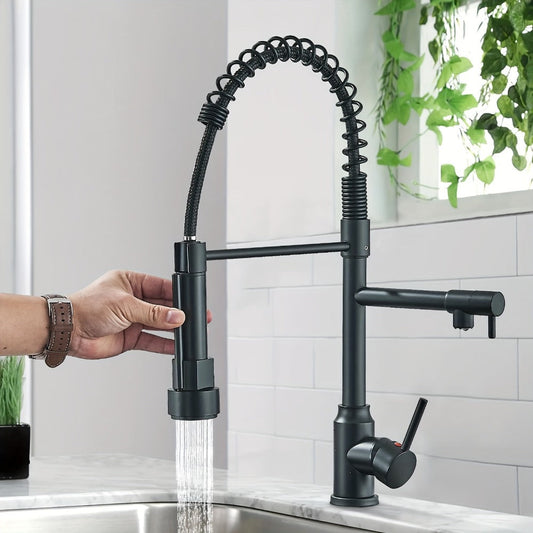 Kitchen Faucet with Pull-Down Sprayer, High-Arc Spring Spout and Single Handle