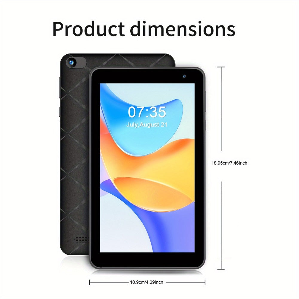 Android 15 Tablet 7 Inch, 8GB RAM 32GB ROM, 1TB Expandable Storage, WiFi 6 Dual-Band IPS Touchscreen Tablet with Protective Case, Multi-Core CPU, Dual HD Cameras – Black