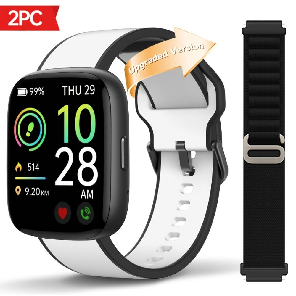 Alexa Built-in Waterproof Smartwatch 1.83" HD – Wireless Calling, 100+ Sport Modes, Heart Rate SpO2 Sleep Tracker, Optional Woven Strap – Unisex Black Green Purple Pink Gold White iPhone & Android