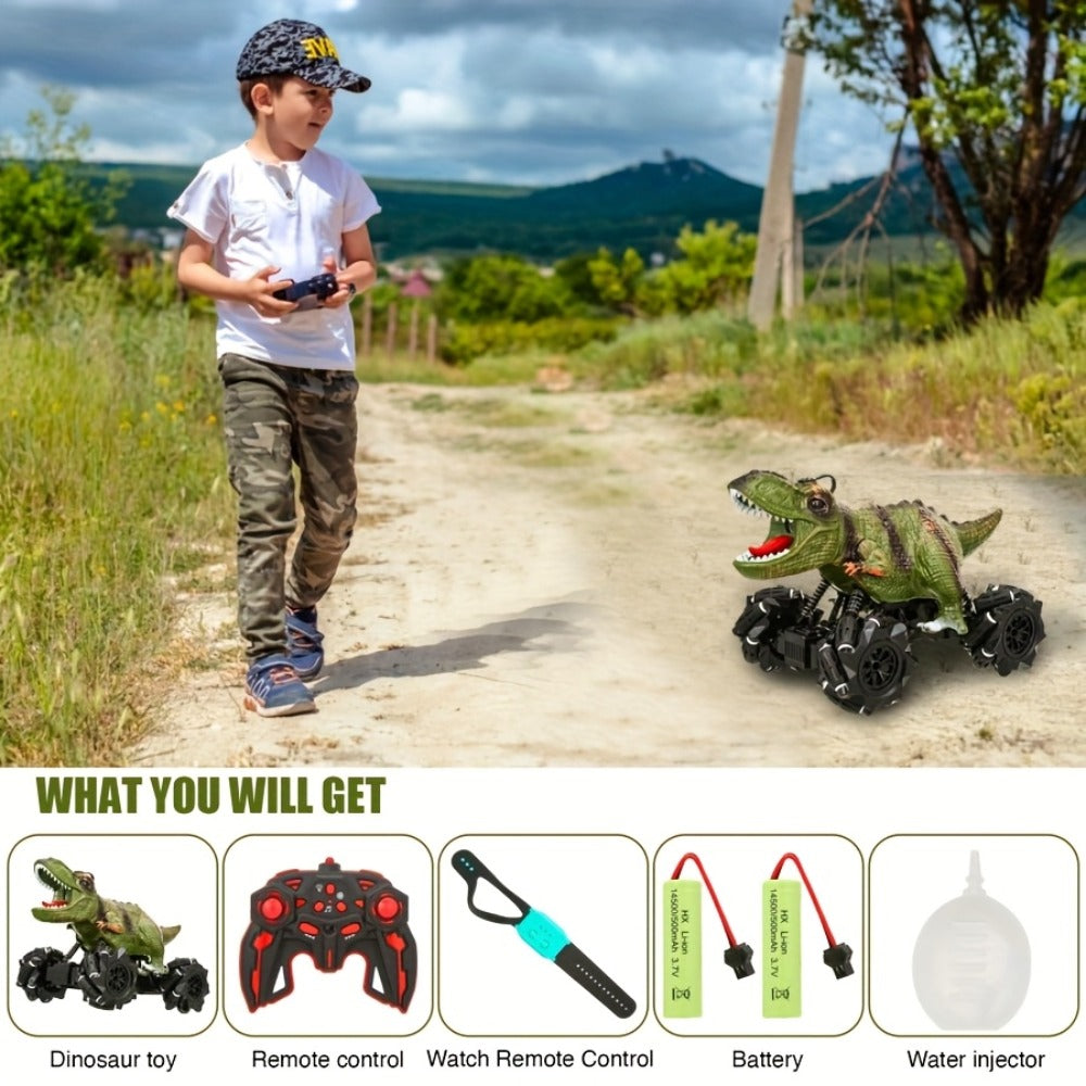 Dinosaur RC Monster Truck with Side Drift, Lights and Sound
