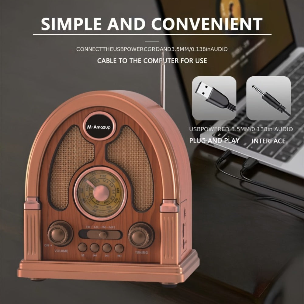 Portable AM FM SW Radio Bluetooth Speaker, Multi-Function Wireless Speaker with TF Card Player, Stereo Sound, Rechargeable, for Home Outdoor Camping Travel Elderly