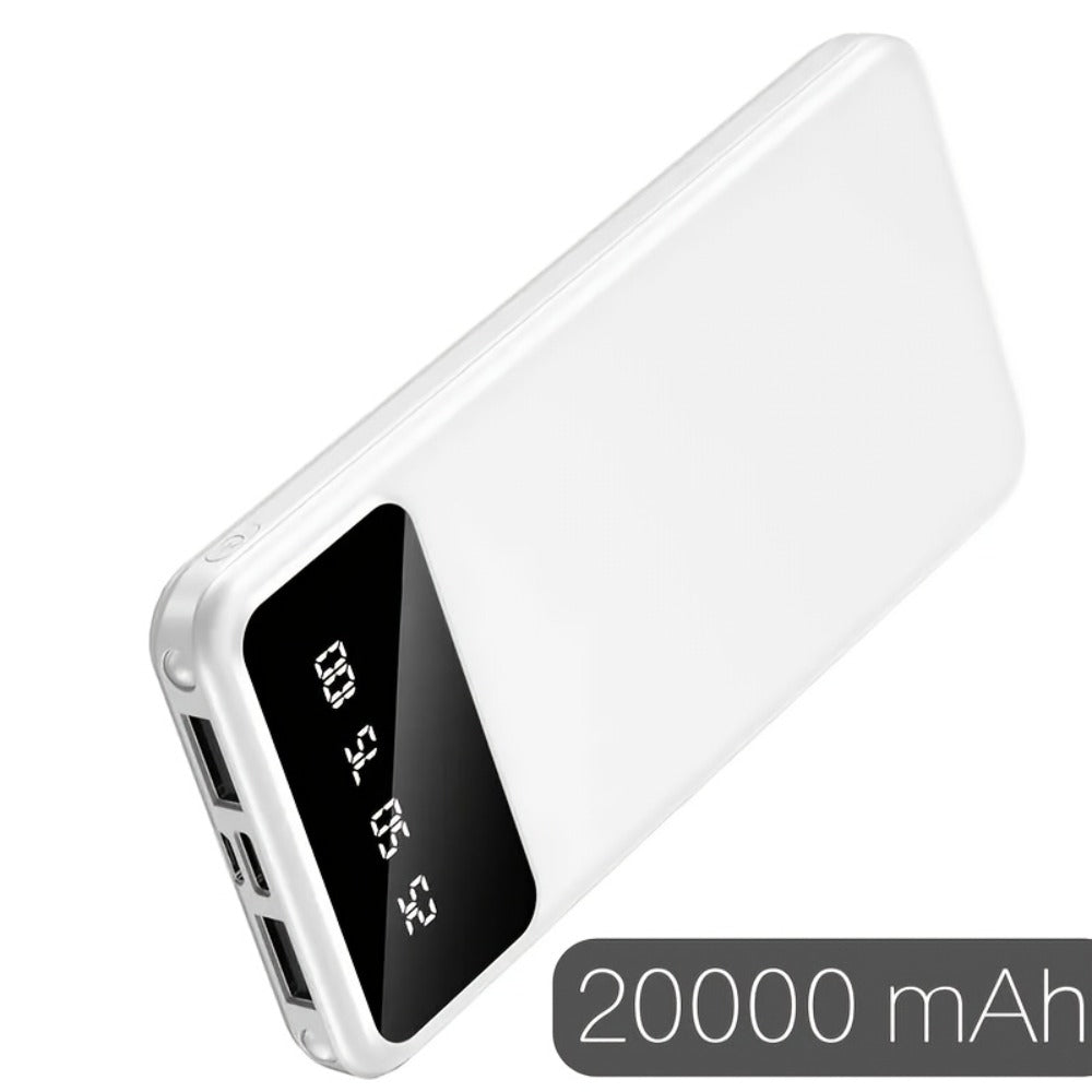Dual USB 20000mAh Power Bank Portable Charger with LED Digital Display, Type-C & Micro USB Input, 5V/2.1A Fast Charging Battery Pack for iPhone Android Samsung iPad Tablets – Safe Polymer Lithium