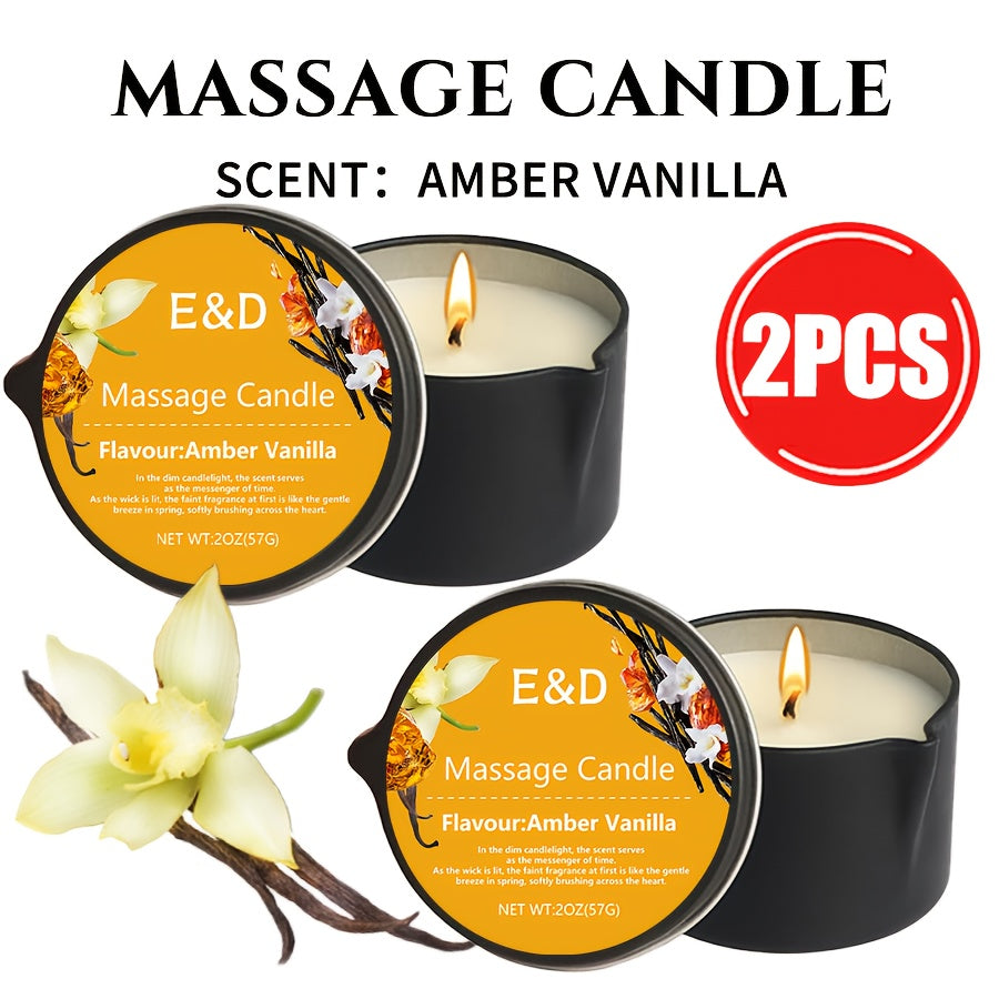 Massage Oil Candle 2-in-1 Soy Wax Scented Candle with Essential Oil — Moisturizing Warm Body Lotion for Spa Pedicure Relaxation Aromatherapy Gift for Women 2oz Multiple Scents
