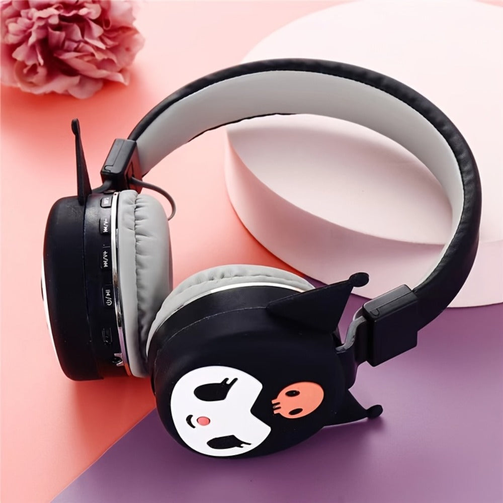 Sanrio Kuromi My Melody Cute Wireless Headset Foldable Portable Smart Call Anime Design for Daily Sports Learning Festival Gift for Girls Teens My Melody Black Kuromi Red
