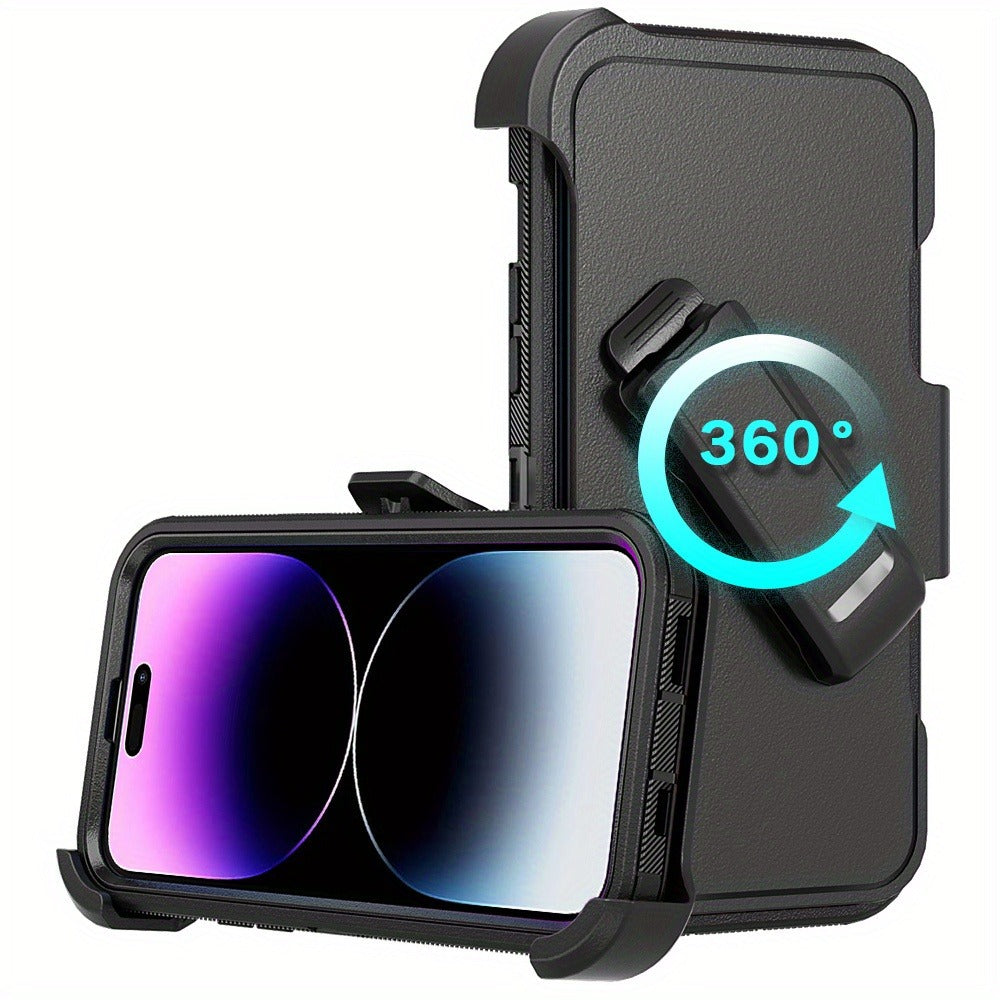 Rugged iPhone 14 Belt Clip Holster Case with Rotating Clip Heavy Duty TPU PC Dual Layer Shockproof Drop Protection Wireless Charging for iPhone 14 Pro Max 14 Plus 14 Pro 14 – 3 Colors Men Outdoor