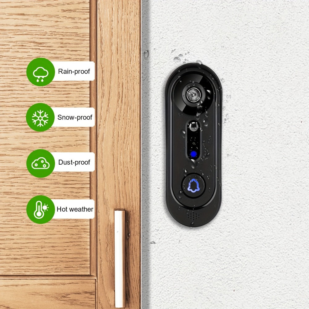 Video Doorbell Camera 1080P HD Wireless with Night Vision, Motion Detection, Two-Way Audio, Indoor Chime & Cloud Storage – 5200mAh Battery, 166° Wide Angle, 2.4GHz WiFi Smart Door Camera