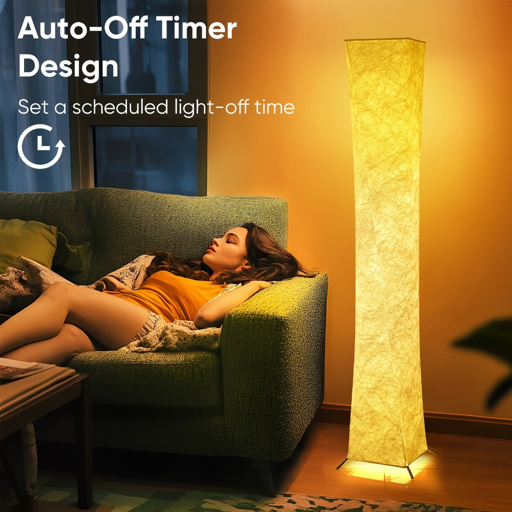 LED Floor Lamp 52 Inch Modern – Adjustable 3000K Warm Light with Remote Control, USB Port, Matte Metal Finish & Tyvek Shade for Bedroom, Living Room & Game Room Space Decor