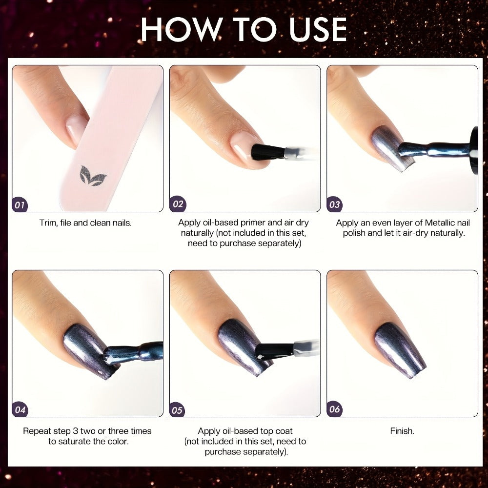 Holographic Nail Polish Set 6pcs Air Dry No UV Lamp – Metallic Glitter Rainbow Shimmer Lacquer 0.25oz, Finger & Toenail Polish Kit, Nail Art Gift Set for Women Girls by Morovan