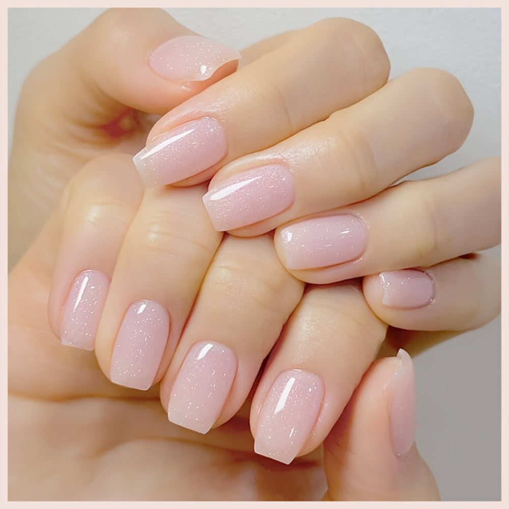Pink Glitter Jelly Gel Nail Polish Arch Shaping & Color Gel – Sheer Pink Translucent UV/LED Nail Gel, Modern Light Formula for Home & Salon Creative Manicure Nail Art