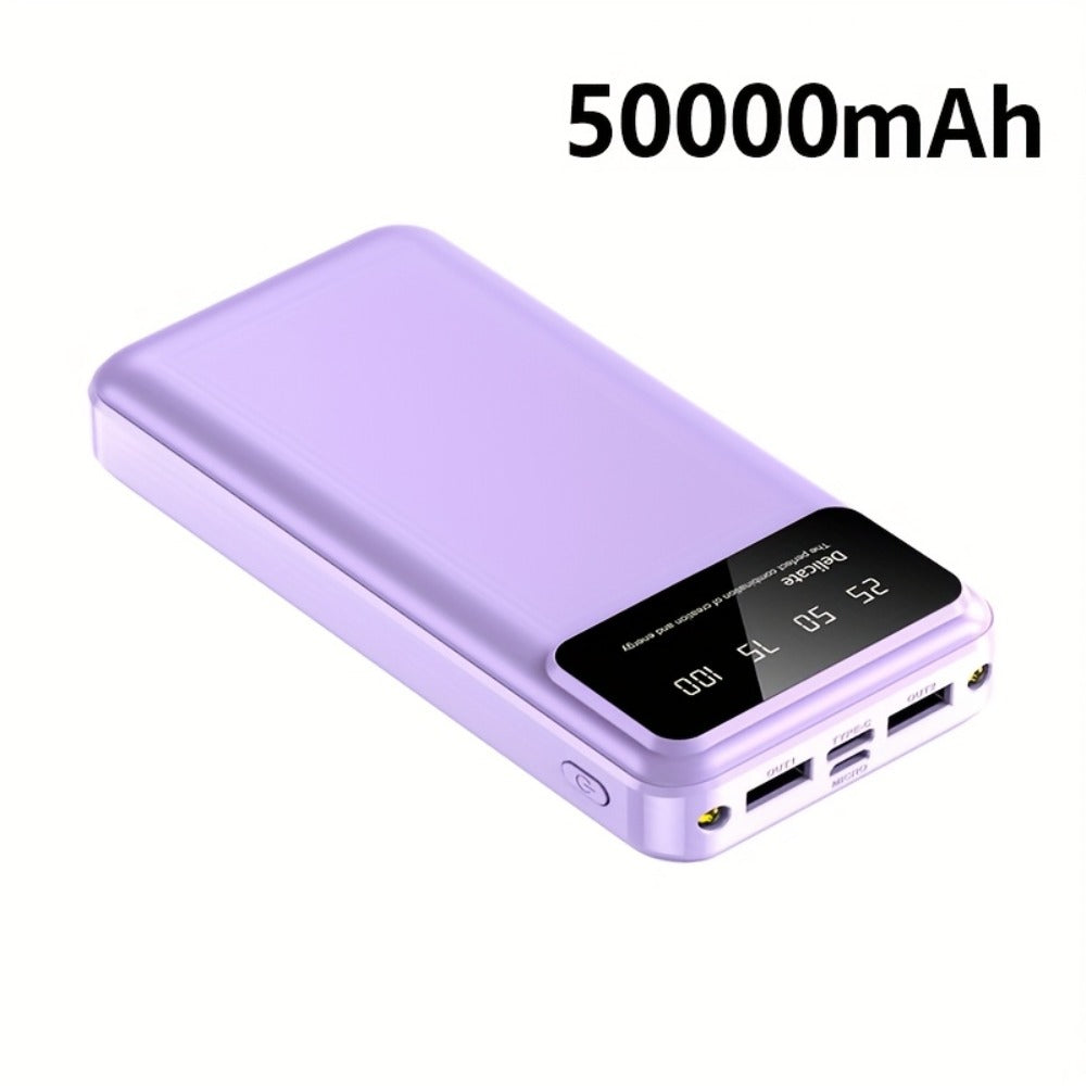 50000mAh Power Bank Outdoor Emergency Charger with LED Display Flashlight Dual USB Backup Battery Pack for iPhone Android Samsung – Portable Solar Travel Charger
