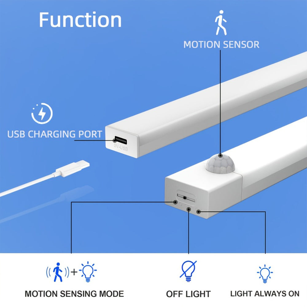 Motion Sensor LED Night Lights 6 Pack USB Rechargeable Magnetic – Smart Indoor Cabinet Lights Stair Lighting Strip Detachable Wireless Under Cabinet Light 3.94 7.87 11.81 Inch
