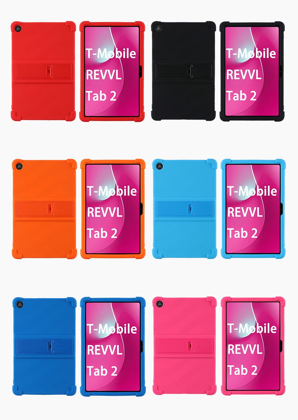 T-Mobile Revvl Tab 2 Case 10.1 Inch Shockproof Soft Silicone Protective Cover Slim Flexible TPU Shell Full Body Protection Anti-Scratch for Revvl Tab 2 Black Blue Rose Red