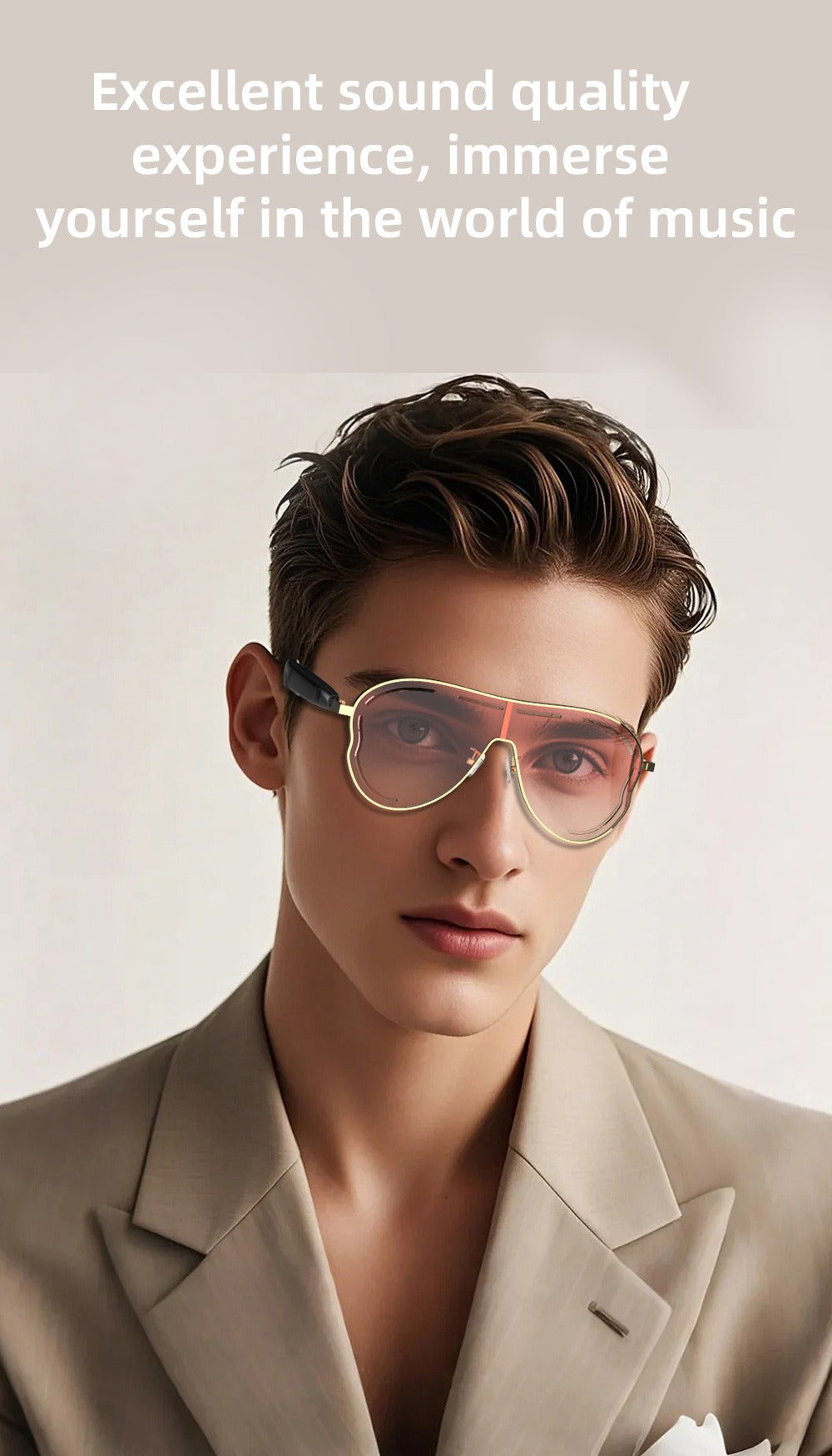 Stereo Smart Audio Glasses Touch Control Intelligent Noise Reduction Type-C Rechargeable Ultra-Long Standby Clear Calls Fashionable Wireless Eyewear for Travel Daily Use Unisex