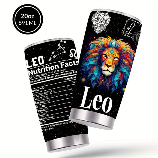 Zodiac Sign Insulated Tumbler, 20 oz with Lid and Straw, 12 Horoscope Options