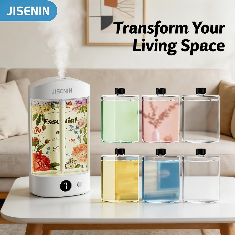 Mini Aroma Diffuser & Humidifier 2-in-1 Portable USB Rechargeable – 7-Level Timer, Silent Operation, LED Display, Auto Shut-Off, Essential Oil Bundles for Home Car Office Travel