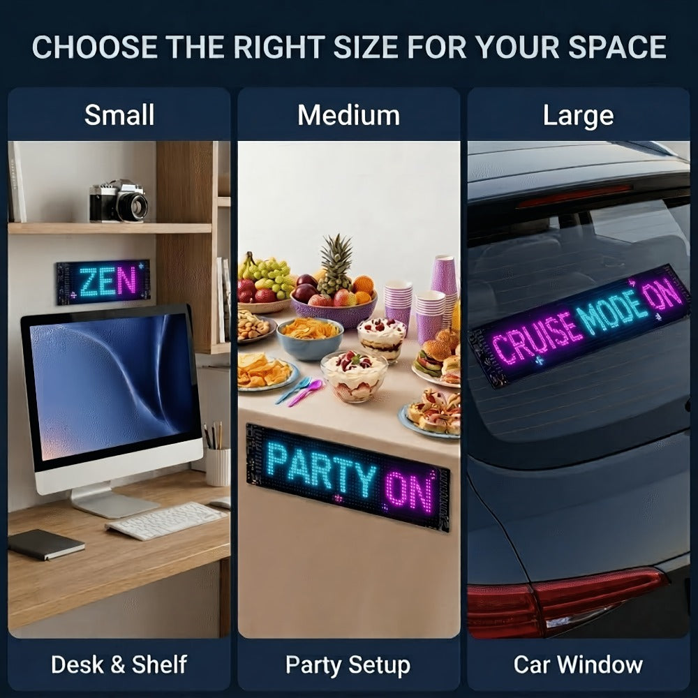 Programmable LED Sign – Flexible Matrix Display with App Control, Custom Text & Animations, Music Sync, USB Powered LED Panel for Bedroom Decor Store Window Business Display (3 Sizes)