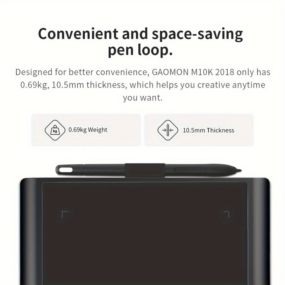 GAOMON M10K Drawing Tablet 8192 Levels Pressure Sensitivity Battery-Free Stylus 10 Programmable Hot Keys Digital Art Graphics Tablet Mac Windows PC Photo Editing Illustration Design 6.5x4 & 10x6.25 Inch