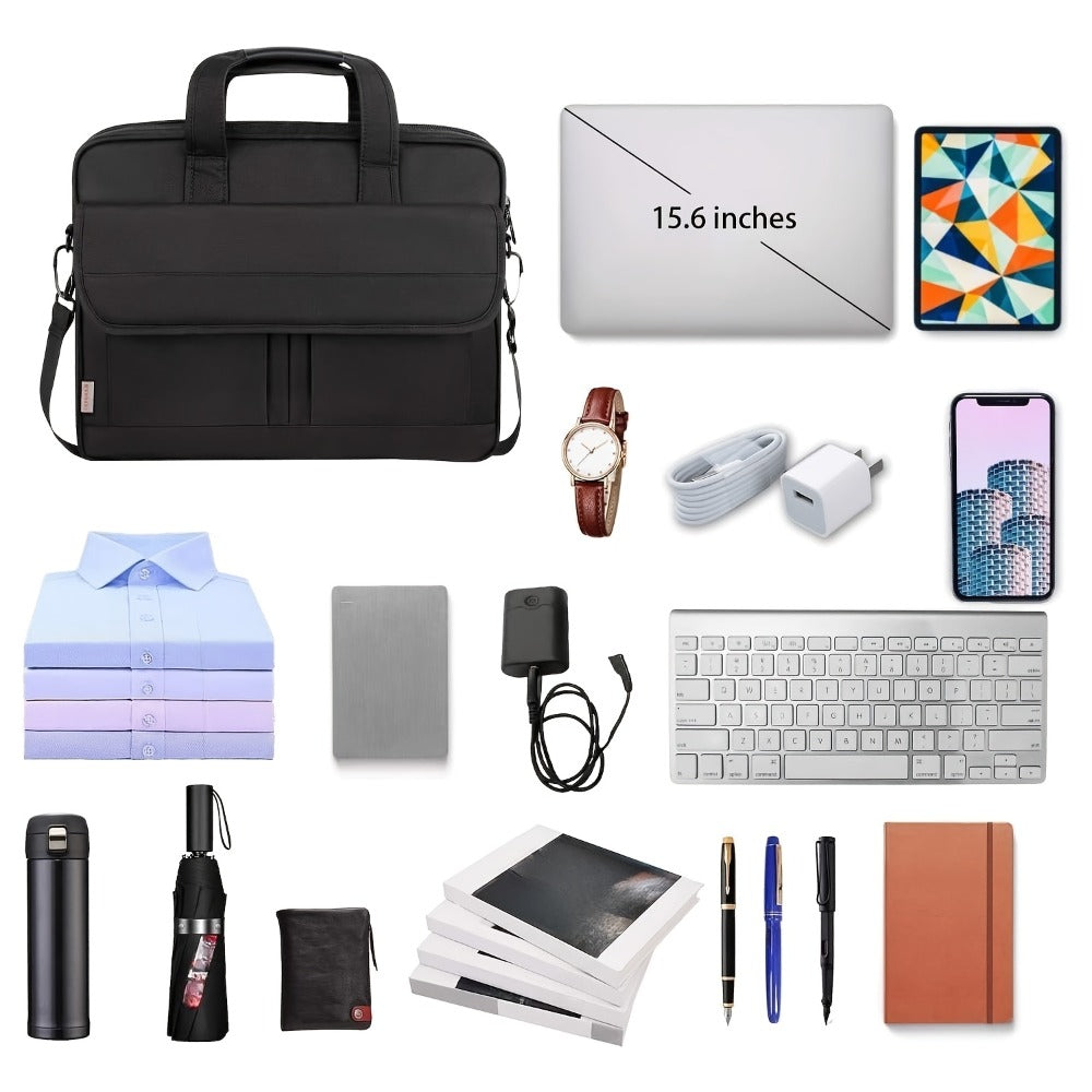 15.6 Inch Laptop Bag Business Messenger Briefcase – Multi-Compartment Shoulder Bag with Removable Strap, Luggage Sleeve, Foam-Padded Laptop Sleeve, Perfect Gift for Men & Women Professionals & Travelers