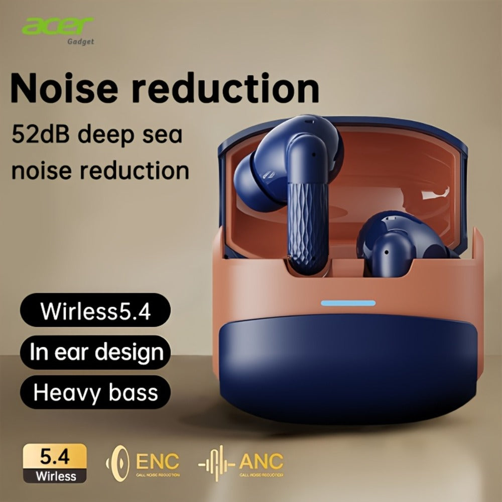 ANC Wireless Earbuds Acer Official TWS In-Ear Active Noise Cancellation Spatial Audio Low Latency Gaming Mode HD Calls Long Battery Life Sports Driving Earphones Navy Blue White