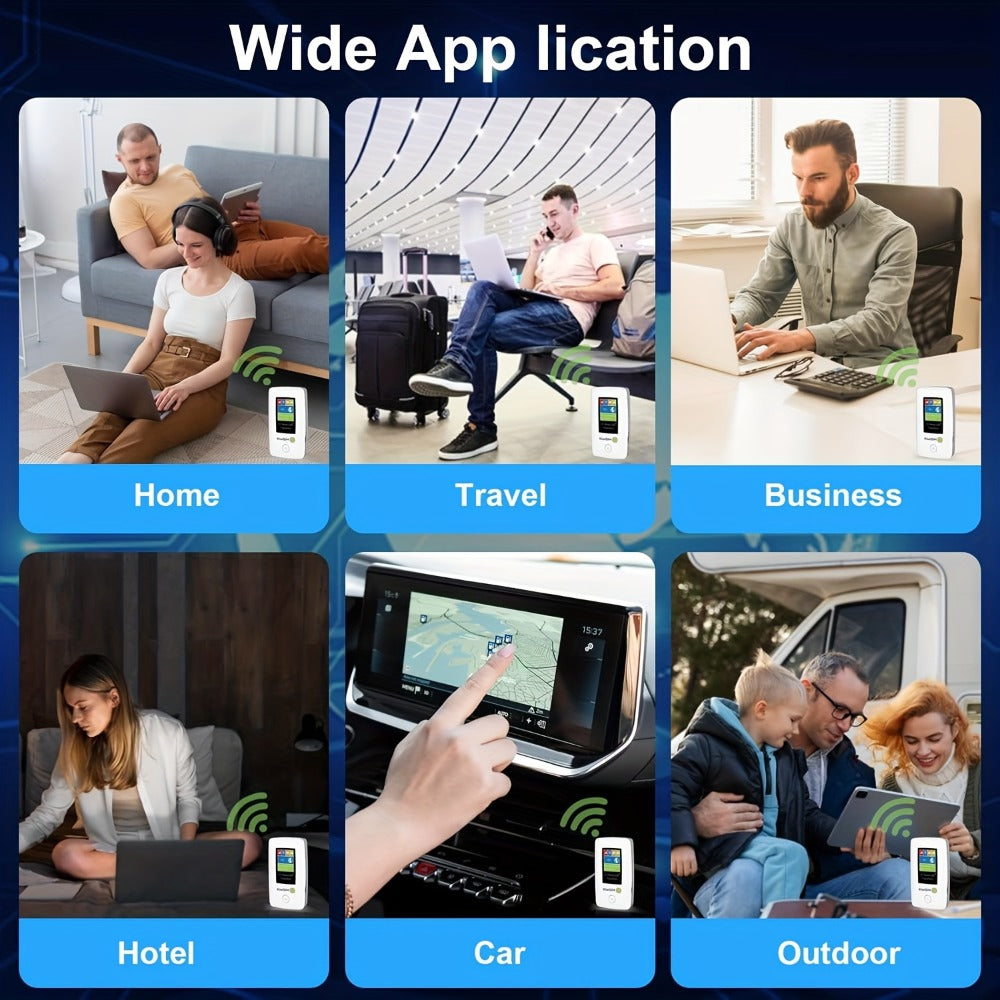 4G LTE Pocket WiFi Hotspot with 5GB Data SIM Card Included – International Travel Router, No Contract, Connect Up to 10 Devices, Works in US & Europe, Plug-and-Play Mobile Broadband