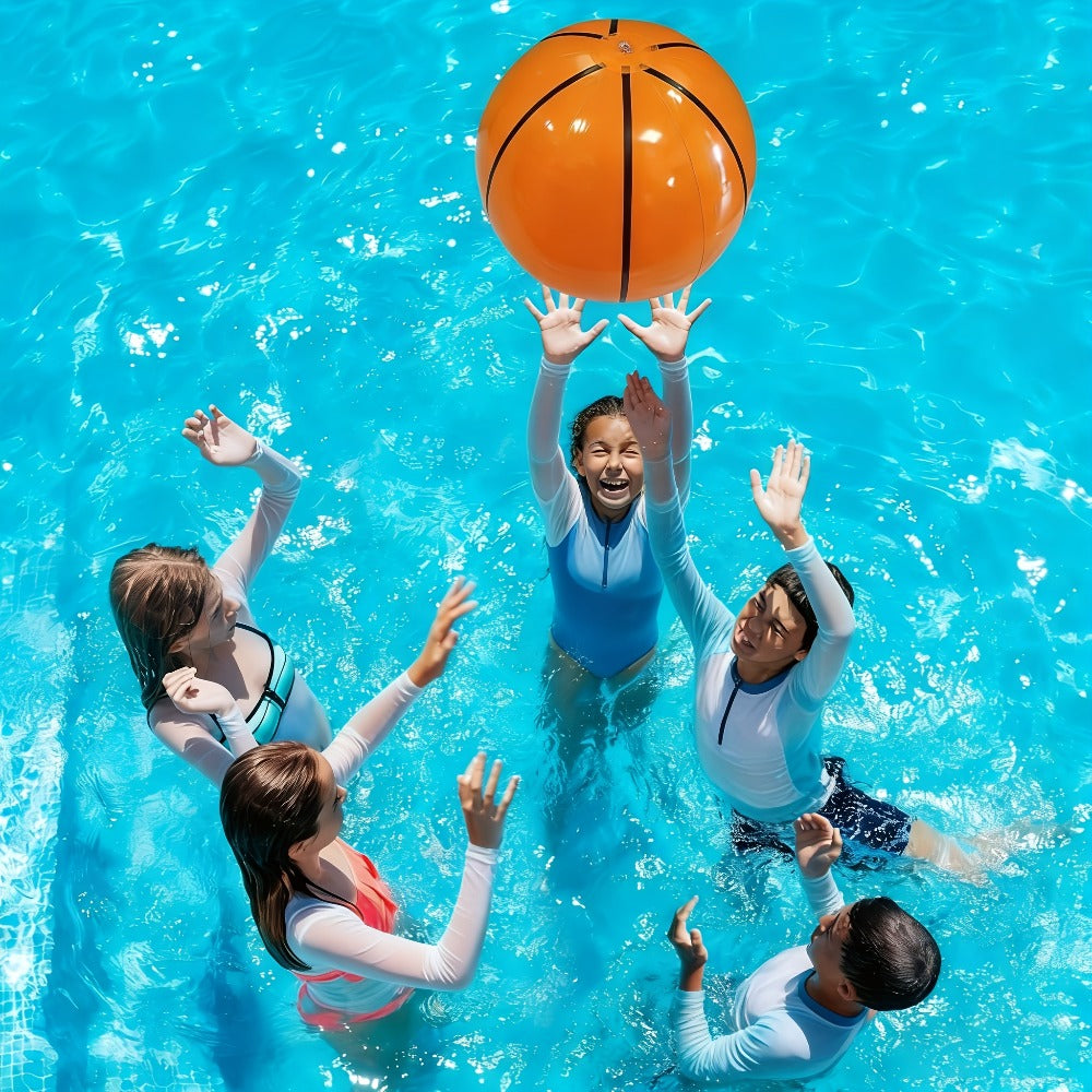 Inflatable Basketball Beach Balls, 8-Pack of 12-Inch Party and Pool Favors
