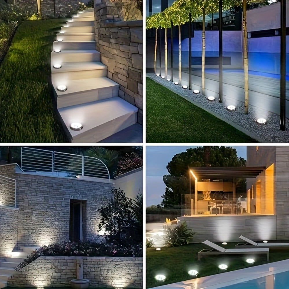 Solar Ground Lights Outdoor 8-Pack 8LED Dimmable Touch Control Waterproof Solar Garden Decorative Lights for Yard Lawn Pathway Park Vegetable Garden Landscape Lighting - Warm & Cool White