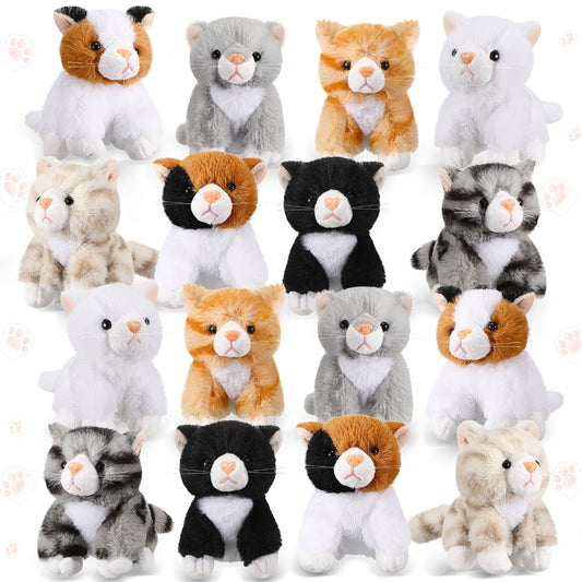 Kitten Stuffed Animal Set, 16-Pack of Assorted 5-Inch Cat Plush Toys