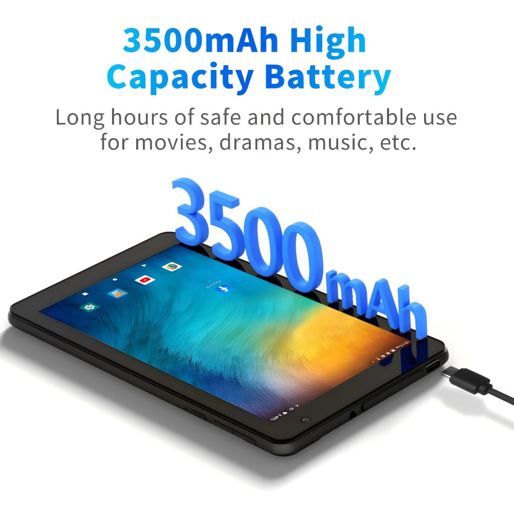 Android 15 Tablet 7 Inch, 8GB RAM 32GB ROM, 1TB Expandable Storage, WiFi 6 Dual-Band IPS Touchscreen Tablet with Protective Case, Multi-Core CPU, Dual HD Cameras – Black