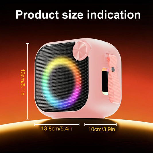 Portable Bluetooth Speaker with RGB Lights, Carry Strap & USB/TF/AUX/FM Playback