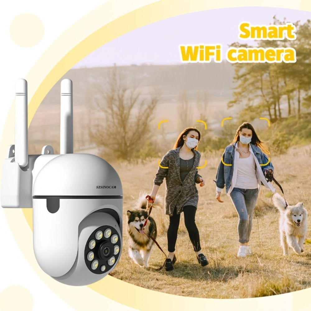 1080P WiFi Security Camera Indoor Outdoor, 360° Pan Tilt Zoom, Color Night Vision, Two-Way Audio, AI Motion Detection, Spotlight Alarm, Cloud & TF Card Storage, Remote Monitoring Home Security
