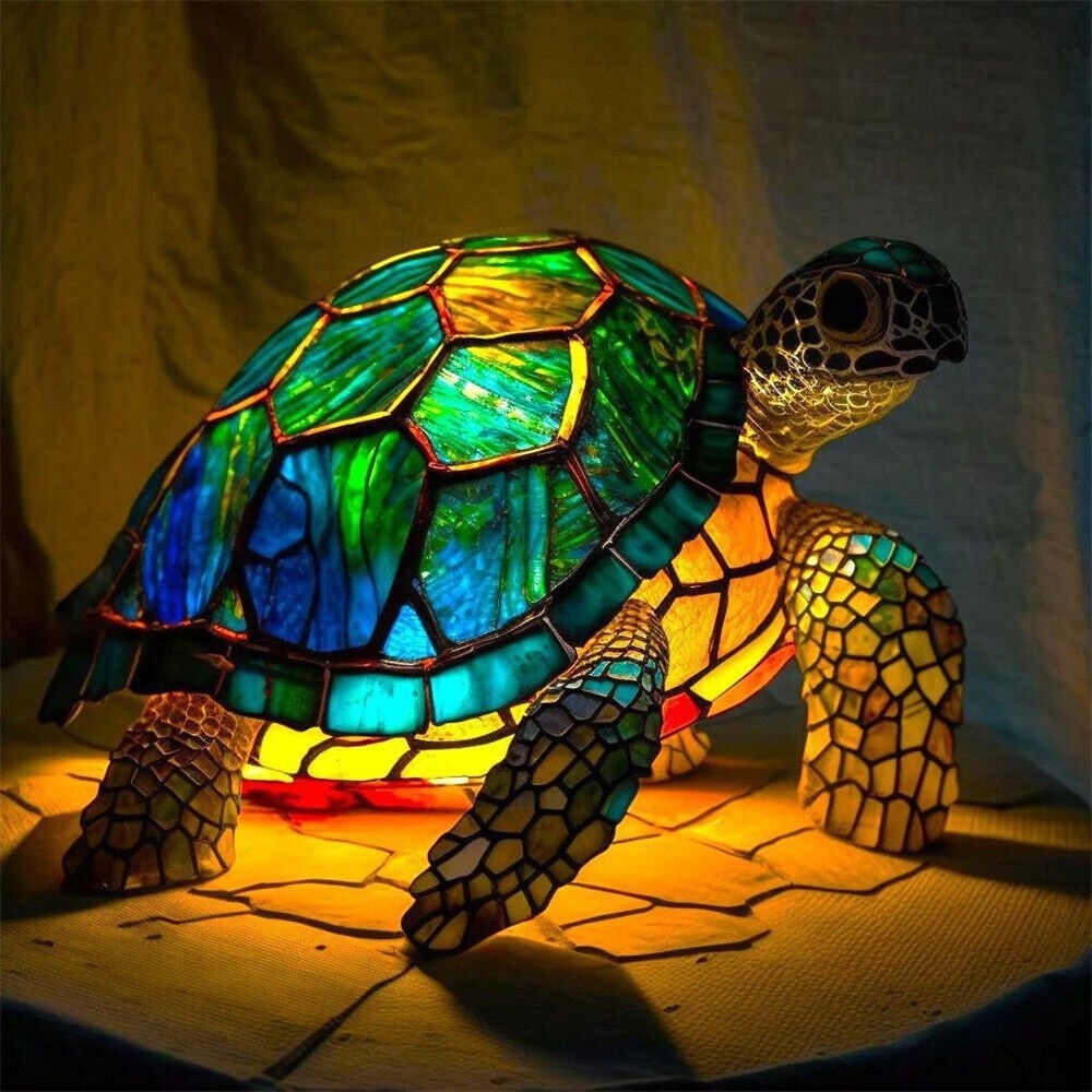 3D Resin Animal Night Light – Bohemian Vintage Dragon, Owl & Sea Turtle Stained Desk Lamp for Bedroom, Home Decor, Birthday & Christmas Gift (Dragon / Owl / Sea Turtle)