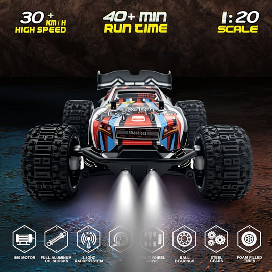 RC Monster Truck 4x4 All-Terrain Remote Control Off-Road Vehicle, 2.4GHz, Red