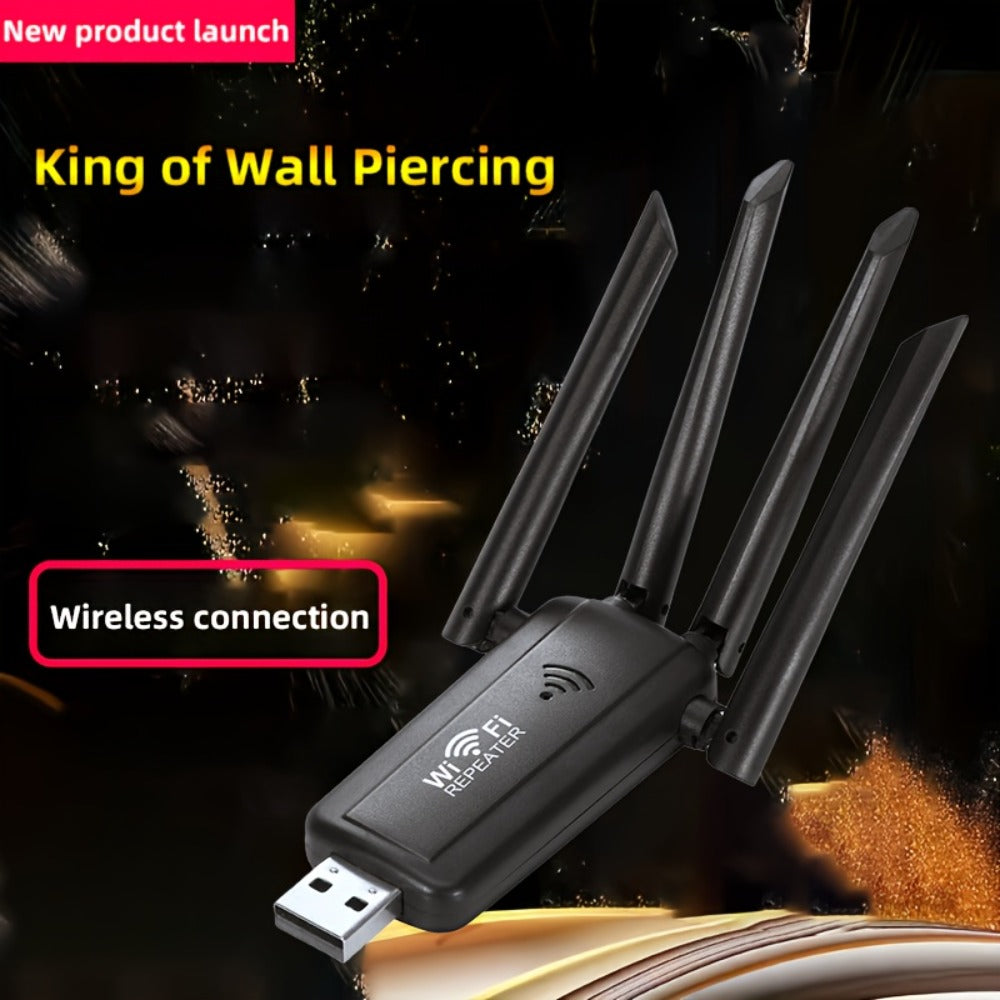 300Mbps WiFi Extender Plug-In Wall Design - Wireless Repeater & Signal Booster for Home Office, Apartment, Basement, Garage, Easy WPS Setup, 2.4GHz Wide Coverage, No Dead Zones