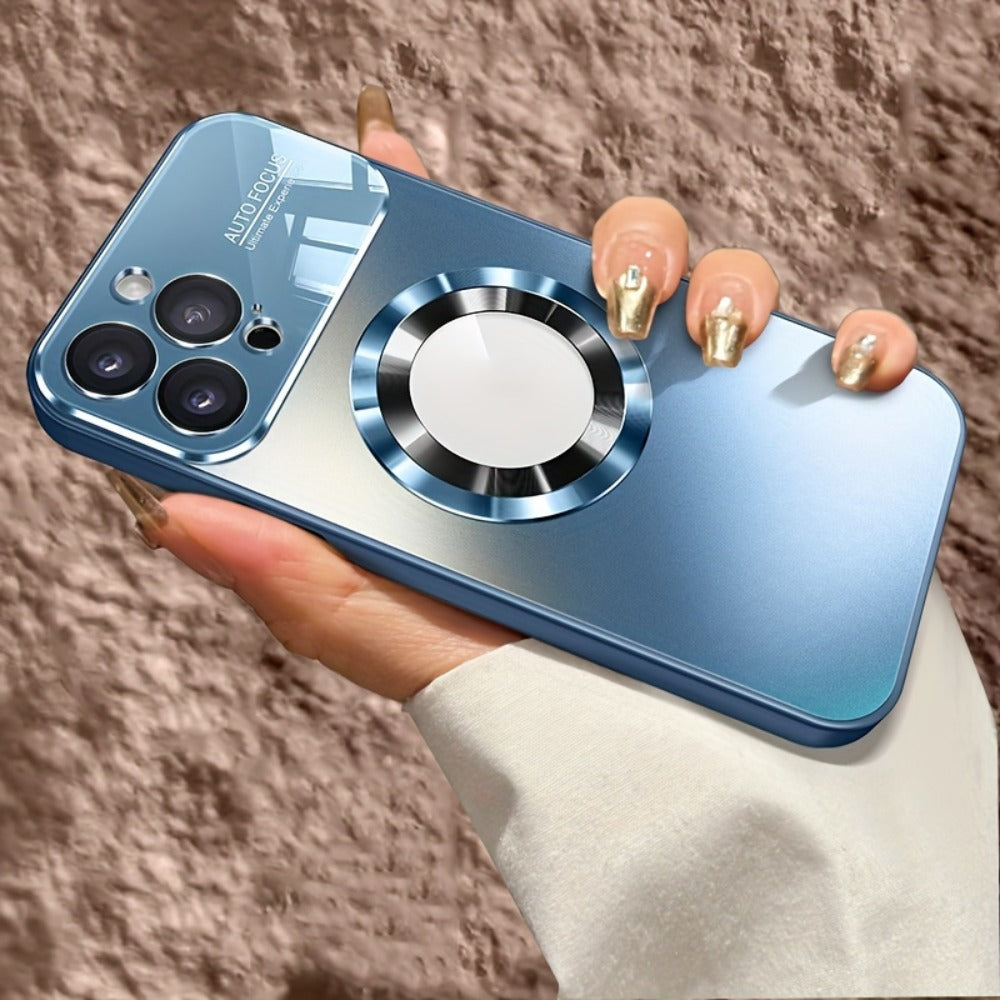 MagSafe iPhone Case Matte Titanium with Built-In Glass Lens Protector for iPhone 17 Pro Max Air 16 15 14 Series – Shockproof Luxury Magnetic Wireless Charging Cover