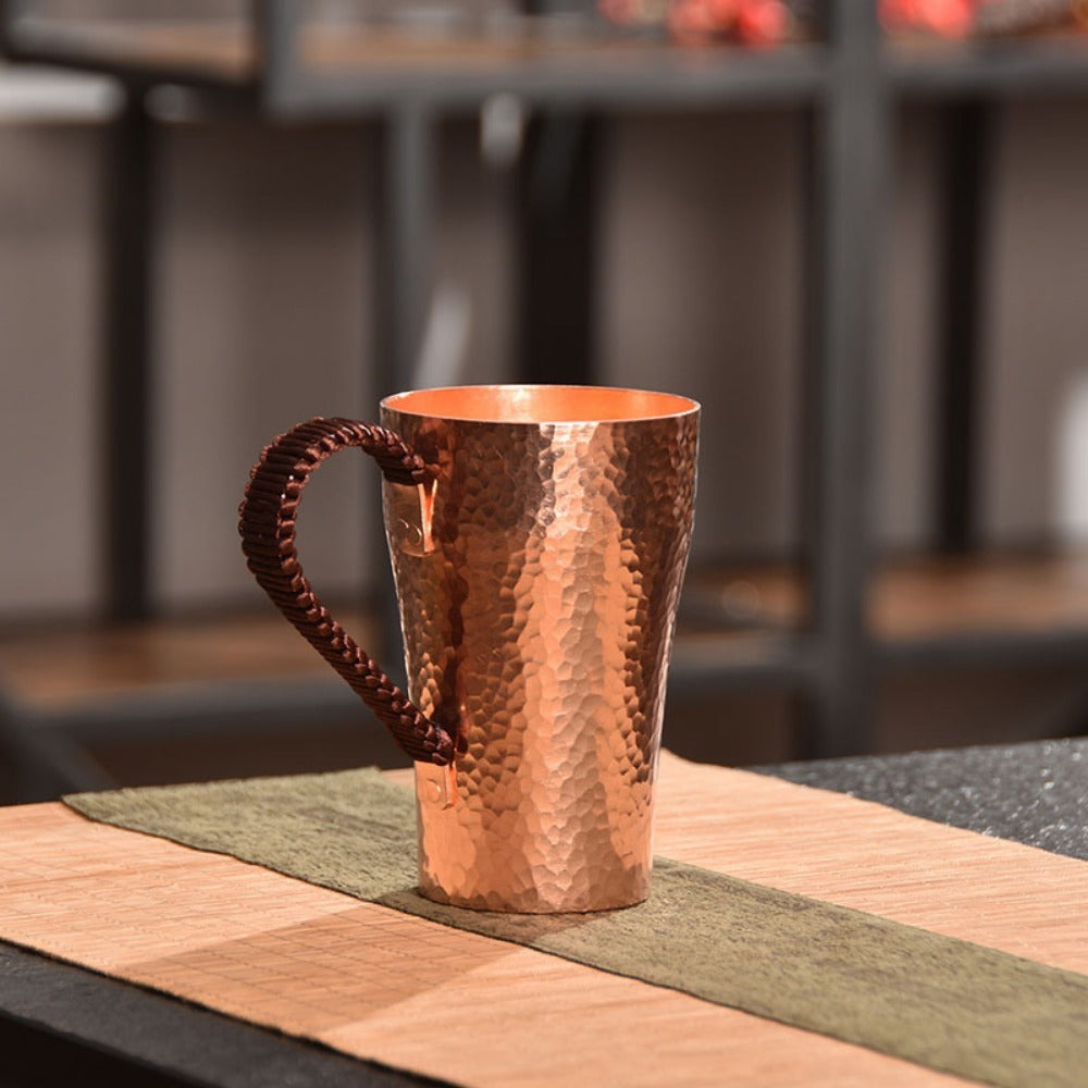 Handcrafted Copper Mug with Hammer Pattern – Pure Copper Coffee Mug, Tea Cup & Water Vessel – Artisan Copper Drinking Cup for Moscow Mule, Milk, Hot & Cold Beverages – Unique Kitchen Gift