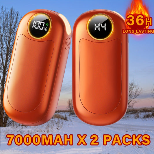 Rechargeable Hand Warmers 2-Pack with Dual-Sided Heat, Power Bank and LED Light