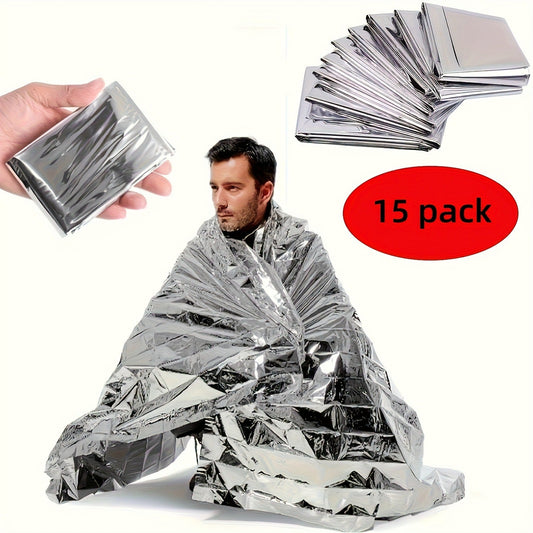 Emergency Mylar Thermal Blankets, 52 x 82 Inches, 10- or 15-Pack