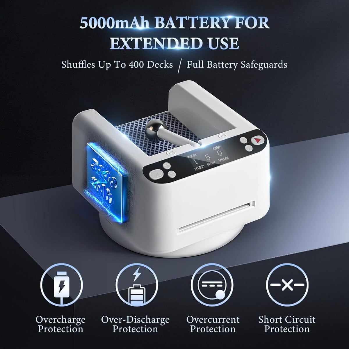 Automatic Card Dealer Machine 360° Rotating – Universal Anti-Cheating Playing Card Dealing Tool for Poker, Board Games & Family Game Night – Smart Electric Card Dispenser, Black or White