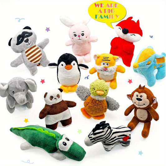 Dog Squeaky Plush Toys, 12 Animal Designs with Gift and Storage Box