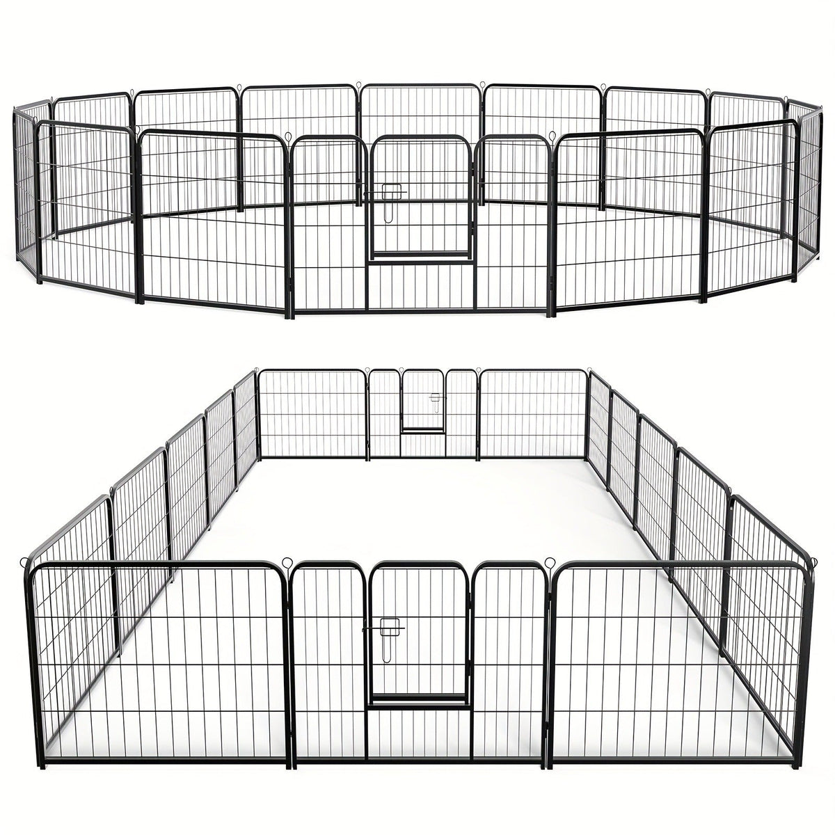 Metal Dog Playpen with Door DIY 8 or 16 Panel Foldable Pet Pen for Small Medium Large Dogs Puppies Easy Assemble Indoor Outdoor Use 24 32 40 Inch Height