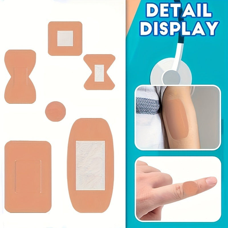 Adhesive Bandages 360pcs Assorted Flexible Fabric – Breathable PE Elastic Cloth Strips for Fingertip & Knuckle Wound Care, First Aid Bandage Set in 8 or 12 Styles
