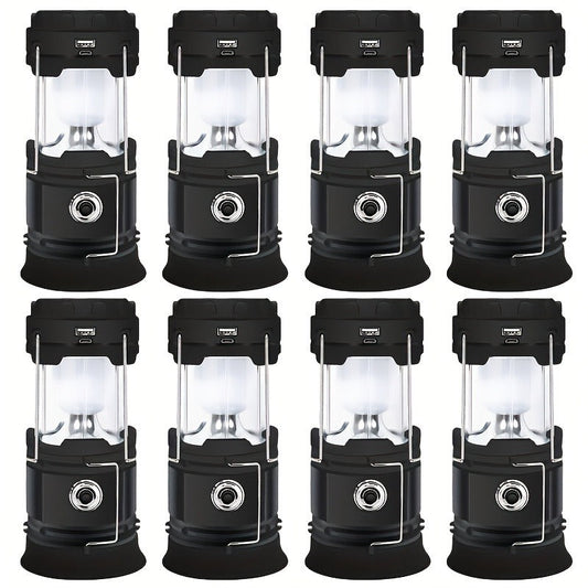 Collapsible LED Camping Lanterns, USB Rechargeable, Hanging or Freestanding, 4- or 8-Pack