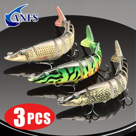 Multi-Jointed Swimbait Fishing Lures, Slow-Sinking 8-Section ABS Body