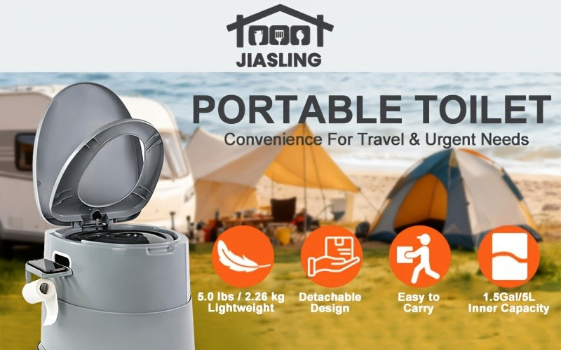 Extra Large Portable Toilet for Adults – Indoor Outdoor Commode with Detachable Inner Bucket & Removable Paper Holder, Lightweight Compact Design for Camping, Boating, Van Life & Emergency Use