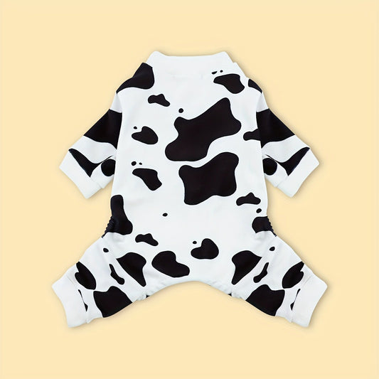 Dog Pajamas, Cow Print Soft Knit Pullover Sleepwear in White, XS–4XL